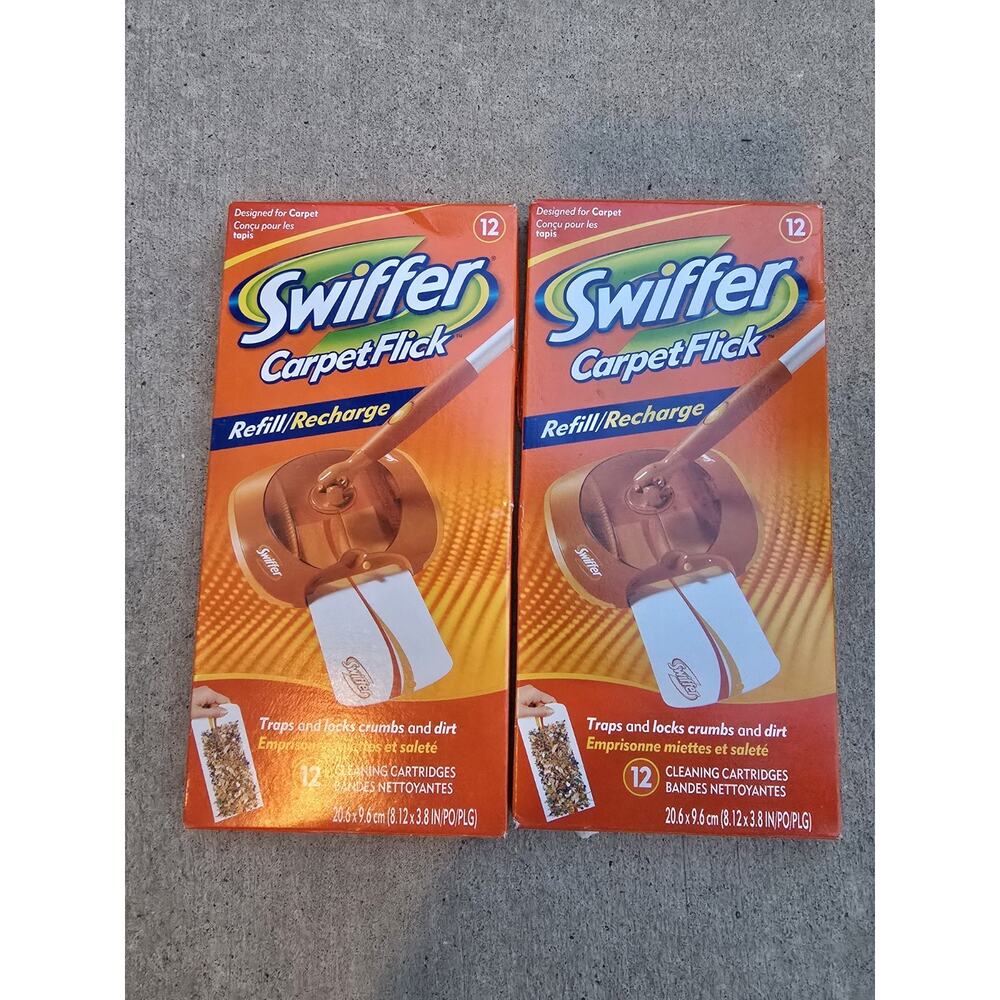 2X Swiffer Carpet Flick Refill Cleaning Cartridges 12 Each, 24 Total New Sealed